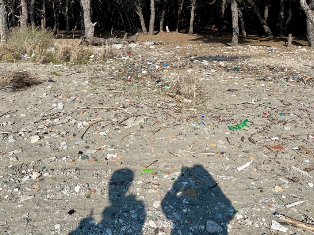 Kleinteiliger Plastikmüll am Strand