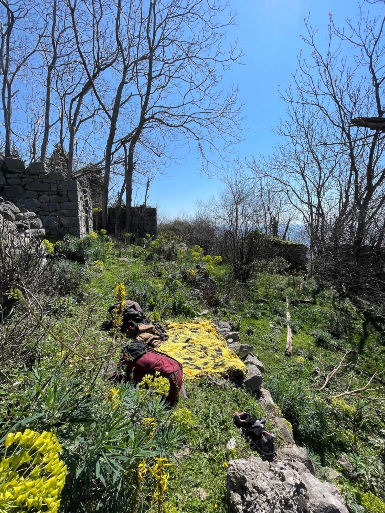 Rastplatz an der Ruine am Wanderweg