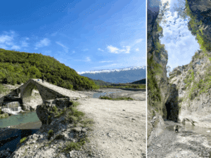 Permet und Benje Quellen. osmanische Brücke und Langarica Canyon