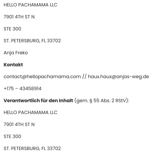 Impressum Hello Pachamama